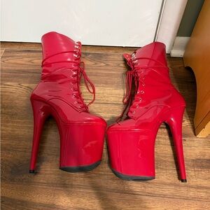 Pleaser Red Platform Boots